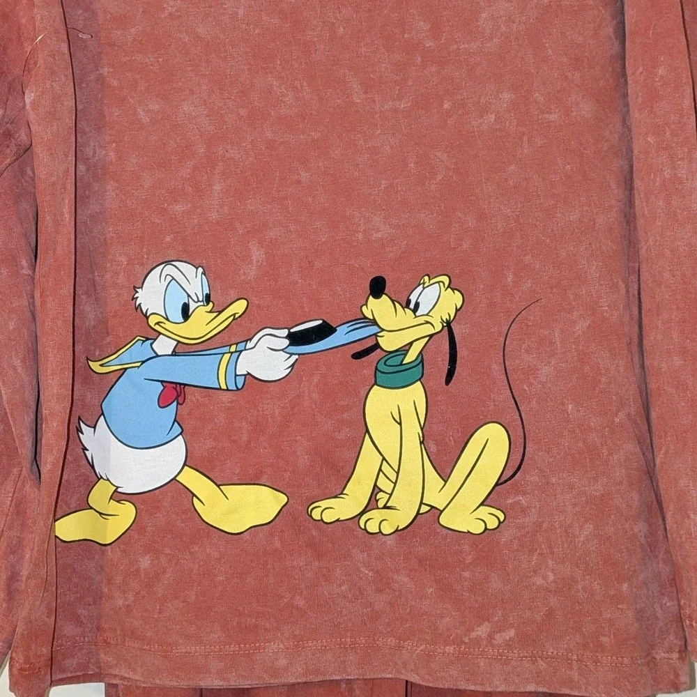 Disney Mickey Friends Kids Mineral Wash 2 Piece Set Red Shirt‎ Pants 7-8 NWOT